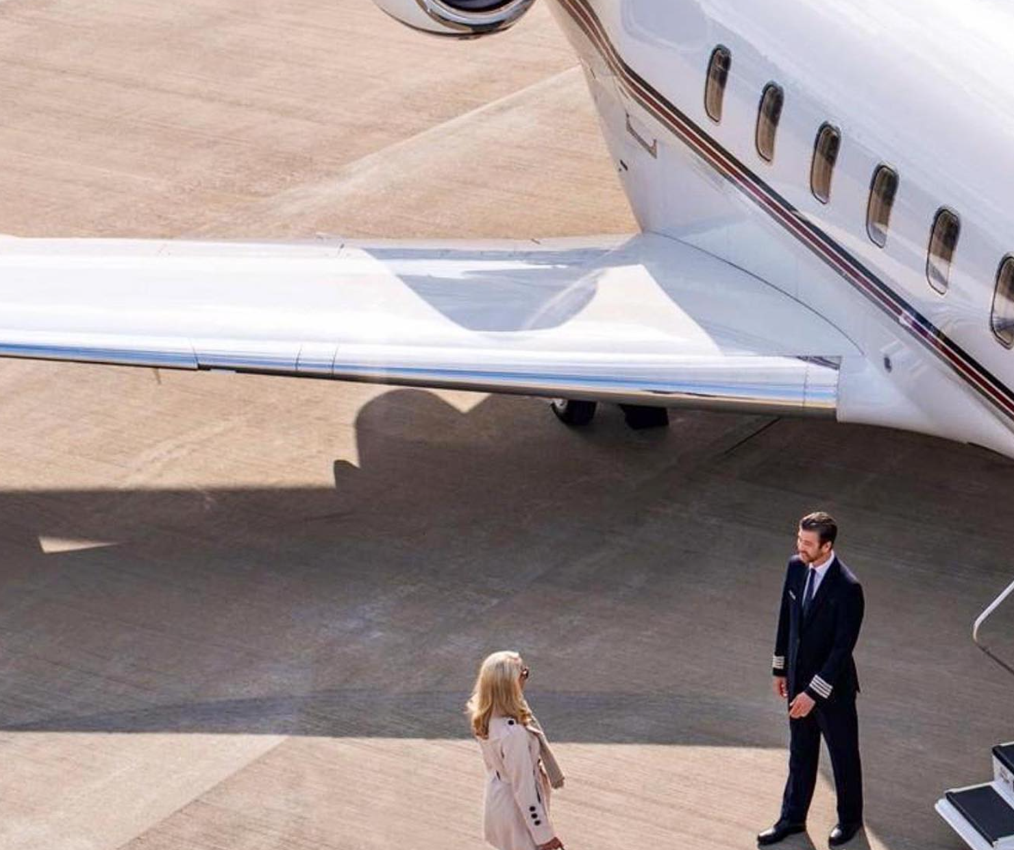 A private jet on the tarmac.