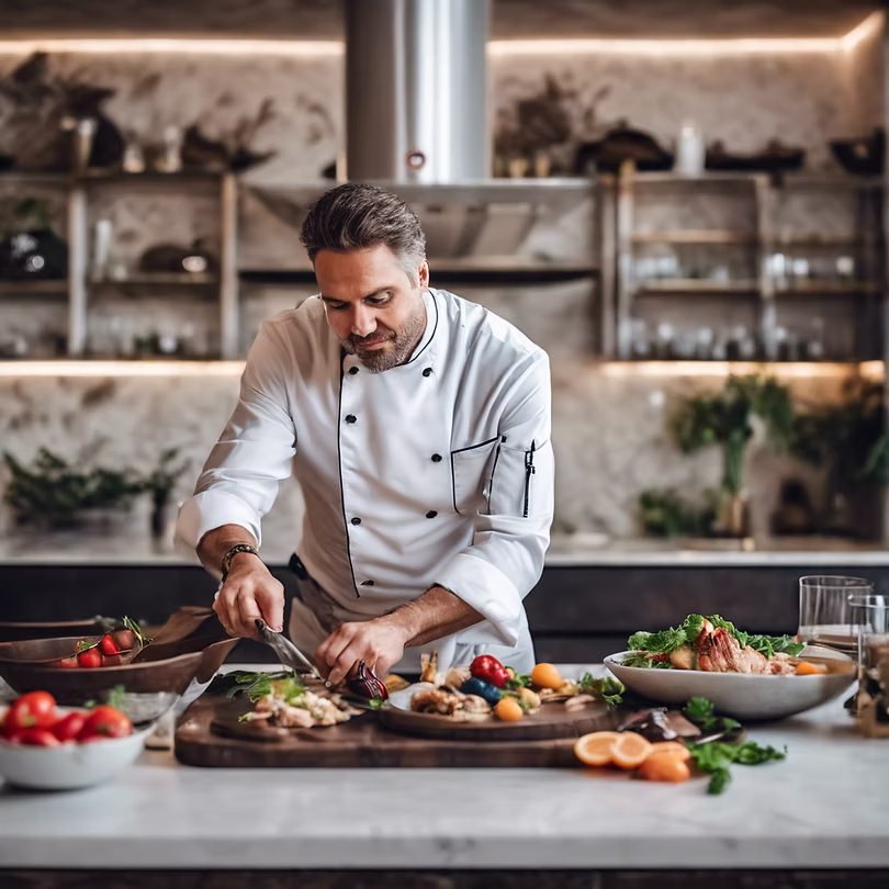 A private chef at work in the home.